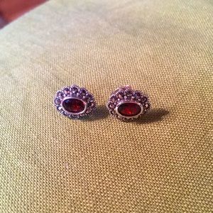 Pretty Oval Garnet Earrings